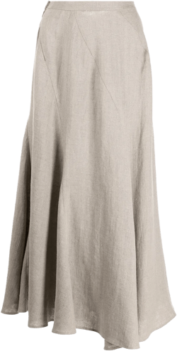 Spiral linen midi skirt