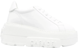 chunky sole leather sneakers