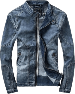 Men Blue Denim Jackets Slim Stand-Up Collar Denim Coats Spring Autumn Stretch Jacket