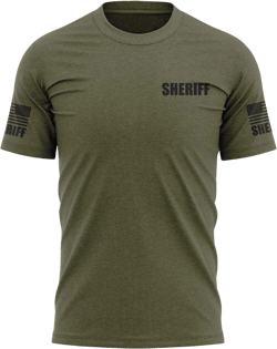 Sheriff Cotton Blend Shirt - USA Patriotic Durable Tee - Soft Comfort. Perfect for Gym, Strength Training and Workouts 4X-Large Green & Black