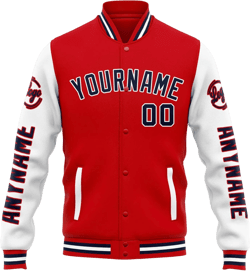 Custom Letterman Jacket for Adults and Kids with Personalized Varsity Jacket Print Name Number Logo Medium Red White