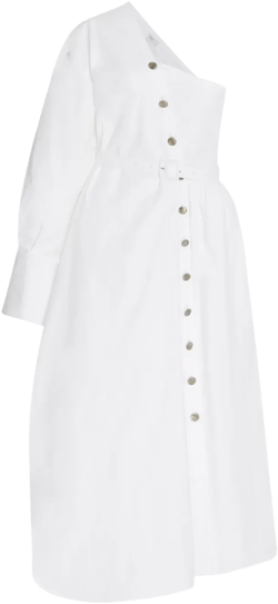 asymmetric one-shoulder midi shirt dress