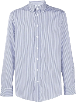 embroidered-logo striped shirt