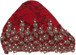 Women Turban heads Wrap , Women Flower Elastic Turban Beanie heads Scarf Wrap , Vintage Embroidered Muslim Turban Hat Soft Lace Material Beaded Fleece Hair Hat for Women Daily Use and Gift (red)