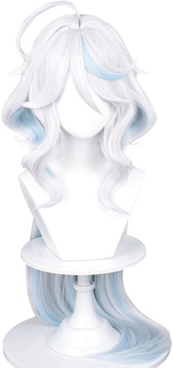 Furina Cosplay Wig for Women White Mixed Blue Wig Focalors Fontaine Blue Highlights Wigs Hair + Wig Cap for Halloween Comic Con Costume Party Long White Blue Furina