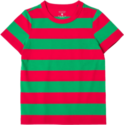Boys Tshirt Striped, Short Sleeve Tee Shirts, Kids Crewneck T-Shirt Cotton Stripes Top Red/Green Wd 18 Years
