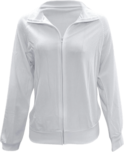 GOKKILRW Womens Full Zip Jackets 2024 Fall Trendy Outfits Lapel Long Sleeve Striped Textured Petite Lightweight Sweat Coats White Medium