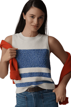 Central Park West Crew-Neck Striped Sweater Tank