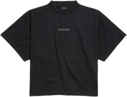 Women's Balenciaga Back Strass Cropped T-shirt in Black