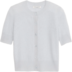 Lightweight Brushed Cashmere Short-Sleeve Cardigan Sweater | Banana Republic