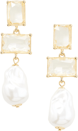 Nordstrom Stacked Stone Faux Pearl Linear Drop Earrings