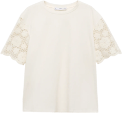Maternity top with crochet sleeves