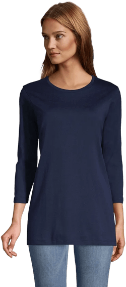 Lands' End Women's 3/4 Sleeve Cotton Supima Tunic - X Large - Radiant Navy