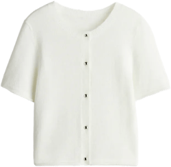 Short-Sleeved Fine-Knit Cardigan