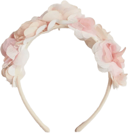 Satin Hairband with Flowers