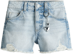 Pendant-Detail Denim Shorts
