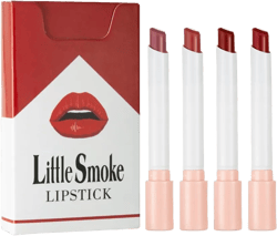 4Pcs Cigarette Case Lipstick Long-Lasting Non-Sticky Matte Nude Lipstick Set Lightweight Mini Velvety Lip Gloss Little Smoke Tube Style Lip Tint Festivals Gift for Women Daily Lip Makeup (A) Red A