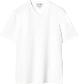 INTERLOCK COTTON V-NECK T-SHIRT - WHITE - T-shirts - COS