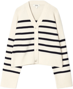 STRIPED MERINO WOOL V-NECK CARDIGAN