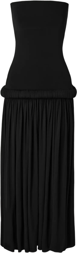 Strapless pleated stretch-jersey midi dress