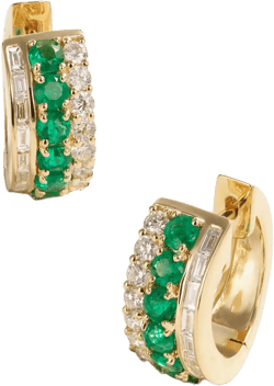 ANITA KO Lola 18-karat gold, emerald and diamond hoop earrings