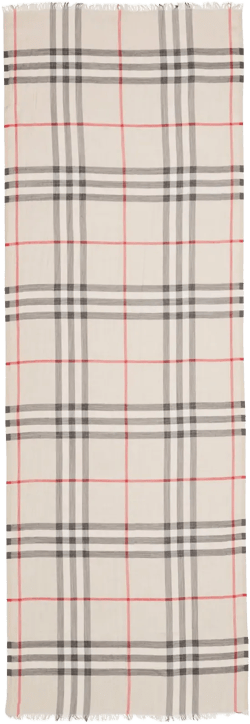 Burberry Giant Check Print Wool & Silk Scarf