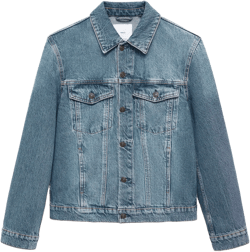 Denim jacket with worn-out effect