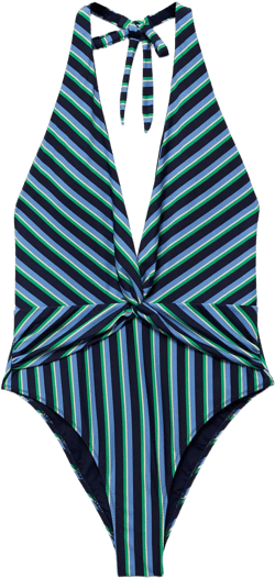Striped halter swimsuit
