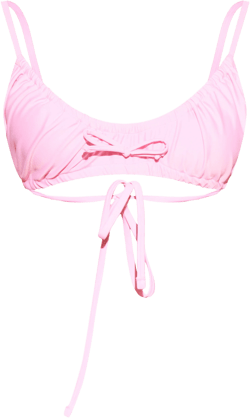Pink Ruched Bow Bikini Top