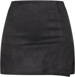 Tall Black Faux Suede Split Hem A Line Mini Skirt