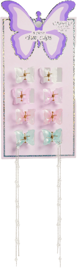Capelli New York Kids' Assorted 8-Pack Butterfly Claw Clips
