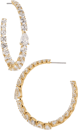 Nadri Halle Large Cubic Zirconia Inside Out Hoop Earrings