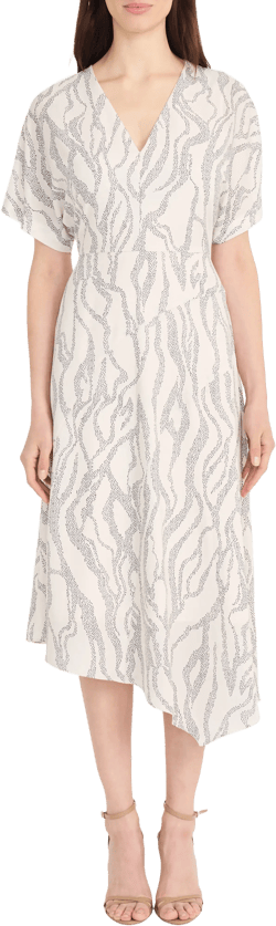 Maggy London Abstract Print Asymmetric Midi Dress