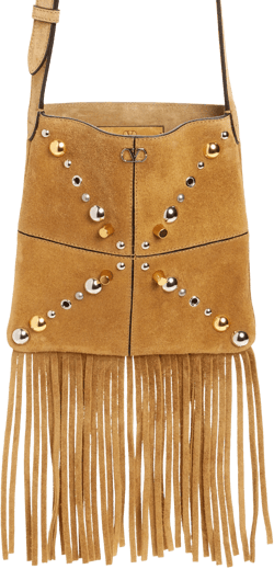 Valentino Garavani Small Nellcôte Fringe Stud Suede Crossbody Bag