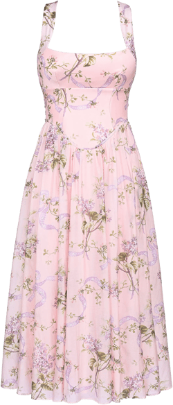 HOUSE OF CB Minerva Floral Print Chiffon Midi Sundress