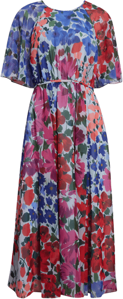 Carolina Herrera Floral Print Chiffon Midi Dress