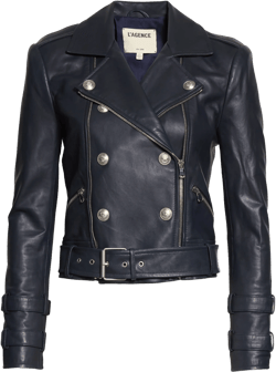 L'AGENCE Billie Belted Leather Moto Jacket
