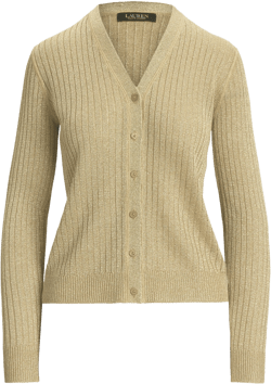 Lauren Ralph Lauren Metallic Linen Blend Rib Cardigan