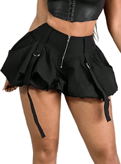 SHEIN SXY Women's Fashion Solid Color Front Zipper Mini Peplum Skirt, Woman Skirts,Sexy,Club Outfits Women Sexy,Gyaru,Streetwear Women,Summer,Black Skirt ,Mini Skirt,Going Out,Y2K