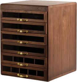 Desk Organizer Wooden Storage Box Black Walnut 6-Drawer Vintage Organizer, Jewelry Boxes Large Cabinet with 6-Drawer for Necklaces, Apothecary Cabinet,Small Dresser Chest of Drawers for Bedroom