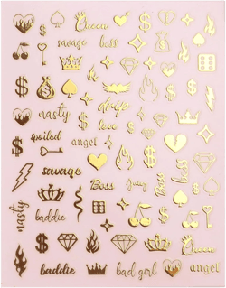 Impressed 5 Sheets Gold Holographic Nail Art Stickers - 500+ Small Customized Nail Decals for Fake Nail Design Decorations – Cute Salon Nails Accessories - Manicure Décor Supplies for Women and Men