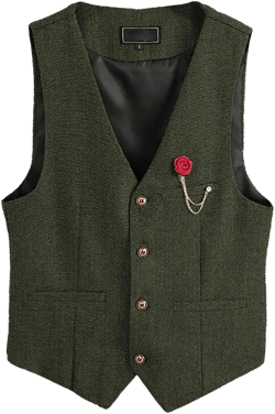 Tuikayoo Womens Herringbone tweed Vest Sleeveless Button Down Top V Neck Outerwear Waistcoat Vest