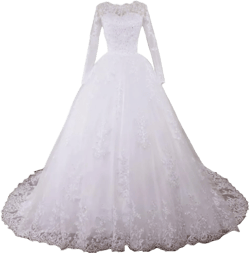 Long Sleeve Round Neck Ball Gown Princess Wedding Dress Lace Beaded Elegant Bridal Gown for Bride BA-OB