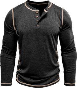 Men's Long Sleeve Henley Shirts Stylish Button Down Stretch Golf T-Shirts Fashion Casual Plain Basic Tshirt Tops