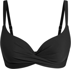 ZAFUL Women Twist Front Underwire Bikini Top Push Up Lace Up Swimsuit Tops Bra Padded Bathing Suit Tops 0-black Medium