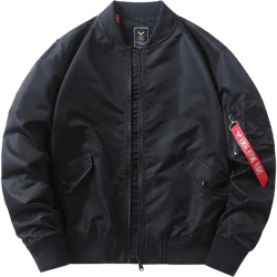 CORIRESHA Men's Flight Jacket Rib Hem Zip-Up Bomber Jacket with Pockets