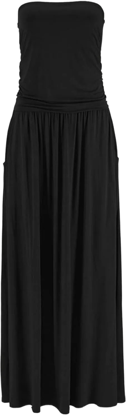 Women?S Strapless Bandeau Summer Long Dress Casual Strapless Beach Sundress Off Shoulder Party Maxi Dress with Pockets