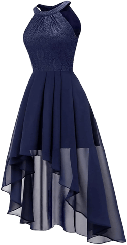 Wedding Guest Dresses for Women Trendy Lace Halter Neck Sleeveless Midi Dress Elegant Ladies High Low Hem Prom Dress