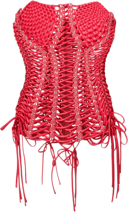 lace-detail satin corset top