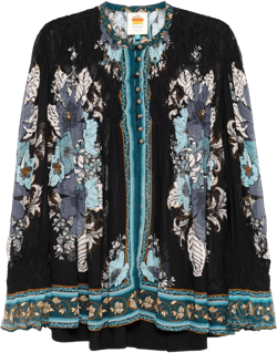 blossom tapestry smocked blouse